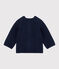 Cardigan babymeisje van tricot wol en katoen blauw SMOKING/wit MULTICO