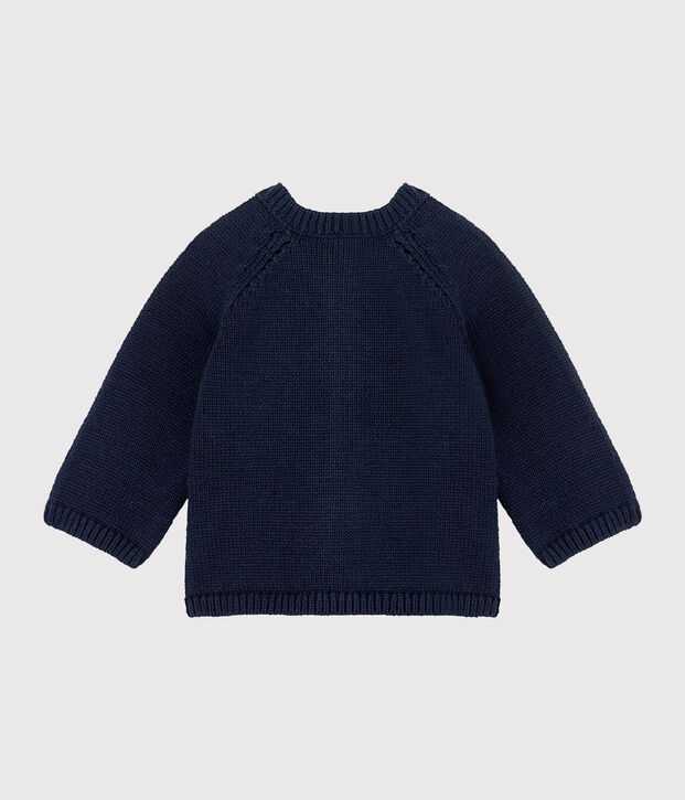 Cardigan babymeisje van tricot wol en katoen blauw/multicouleur