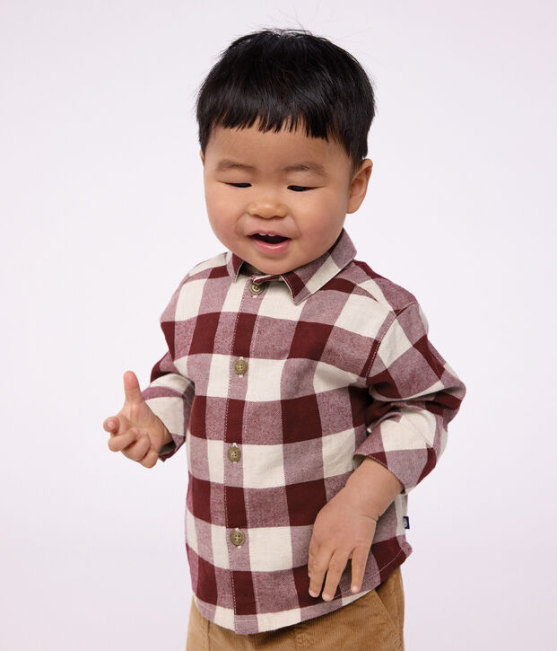 Chemise b&eacute;b&eacute; en flanelle &agrave; carreaux marron/beige