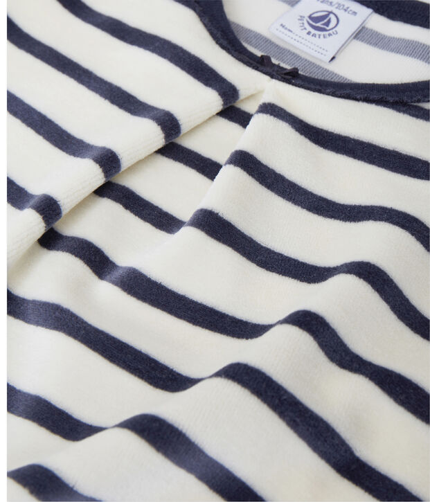 Chemise de nuit fille &agrave; bouclette velours wit/blauw