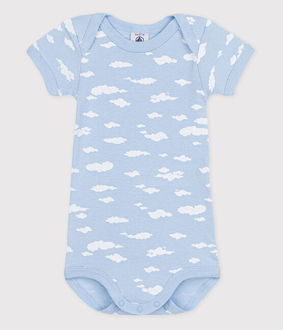 Babybody met korte mouwen blauw JASMIN/wit ECUME