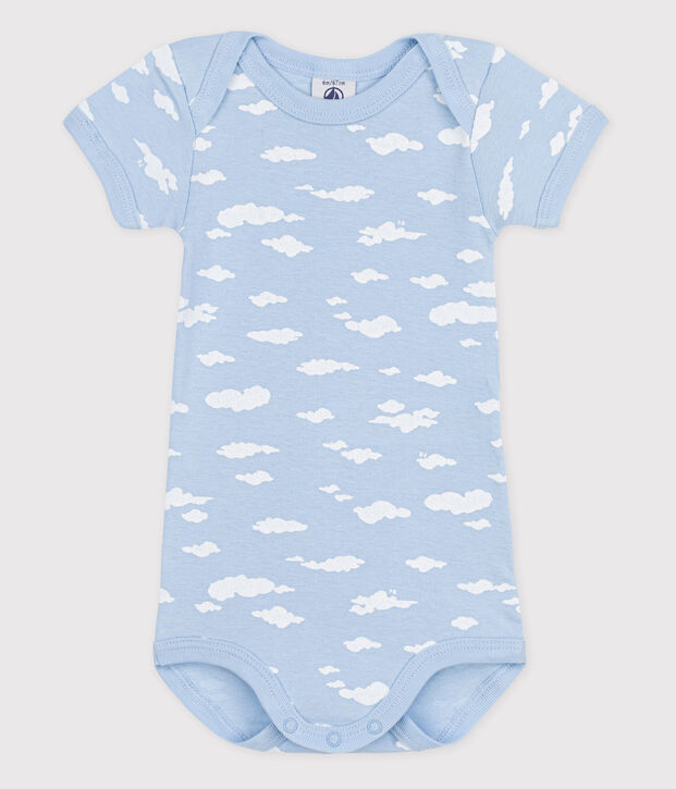 Babybody met korte mouwen blauw/wit