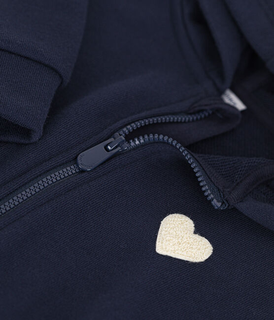 Fleece sweatshirt met rits en capuchon voor meisjes blauw SMOKING