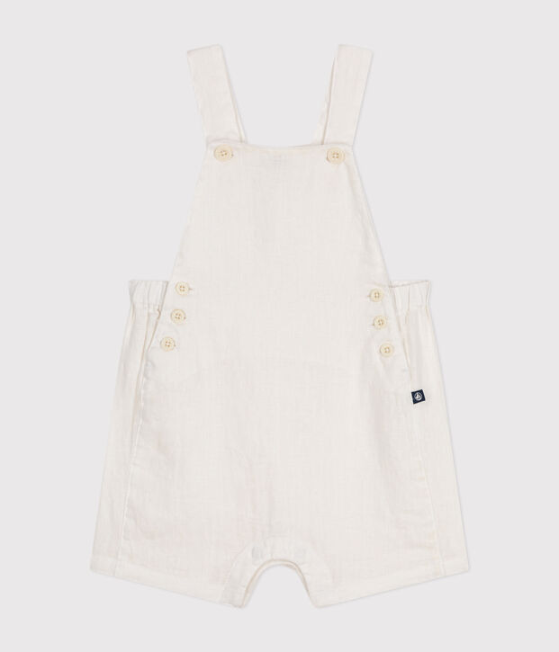 Korte linnen babysalopette wit