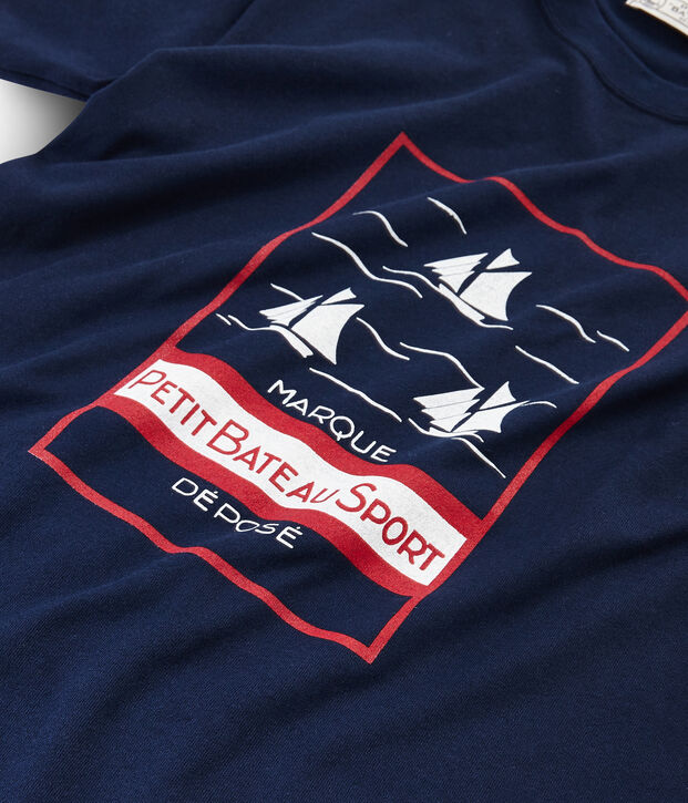 T-shirt met korte mouwen en gemengd motief. blauw