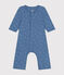 Katoenen bodypyjama zonder voetjes blauw BEACH/ MARSHMALLOW