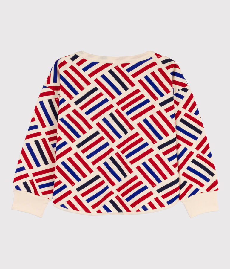 Sweatshirt imprim&eacute; en molleton enfant fille / gar&ccedil;on &eacute;cru/multicouleur