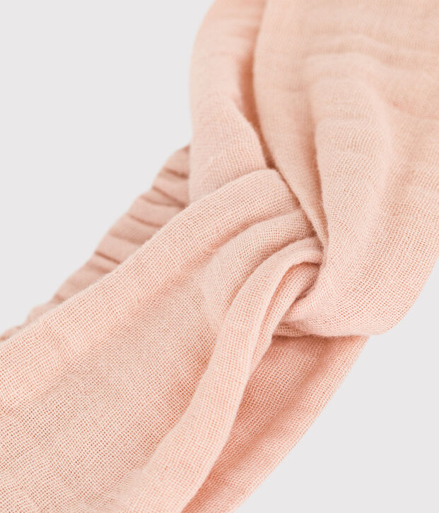 Bandeau rose en gaze de coton b&eacute;b&eacute; rose