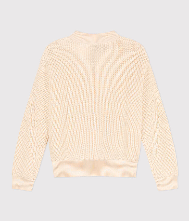 Pull en c&ocirc;te anglaise en coton Femme &eacute;cru