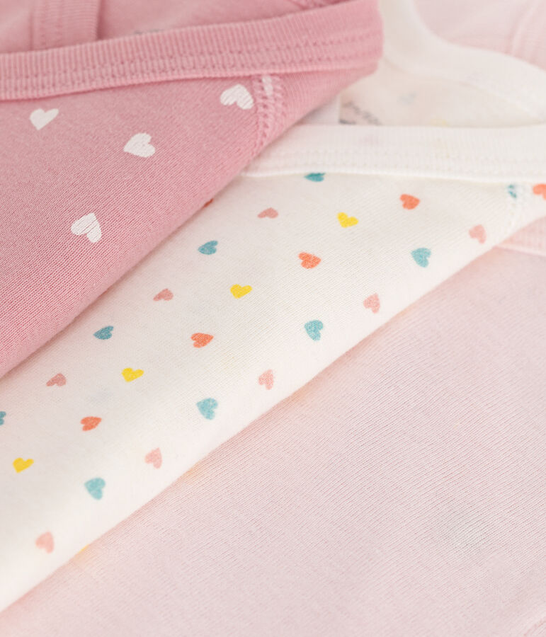 Lot de 3 bodies crois&eacute;s manches longues en coton imprim&eacute; b&eacute;b&eacute; multicouleur