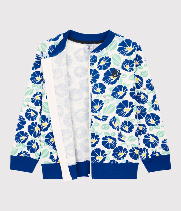 Cardigan en coton enfant gar&ccedil;on blanc/multicouleur