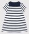 Jurk met wijde kraag van dikke biologische jerseystof voor baby's wit MARSHMALLOW/blauw SMOKING