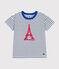 Tee-shirt manches courtes en jersey enfant blanc MARSHMALLOW/bleu MEDIEVAL