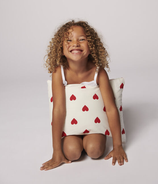 Rood hart kussen van popeline wit MARSHMALLOW/rood TERKUIT