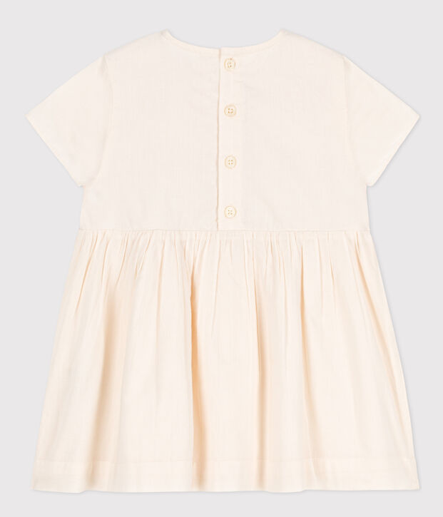 Robe manches courtes b&eacute;b&eacute; &agrave; smocks &eacute;cru/multicouleur