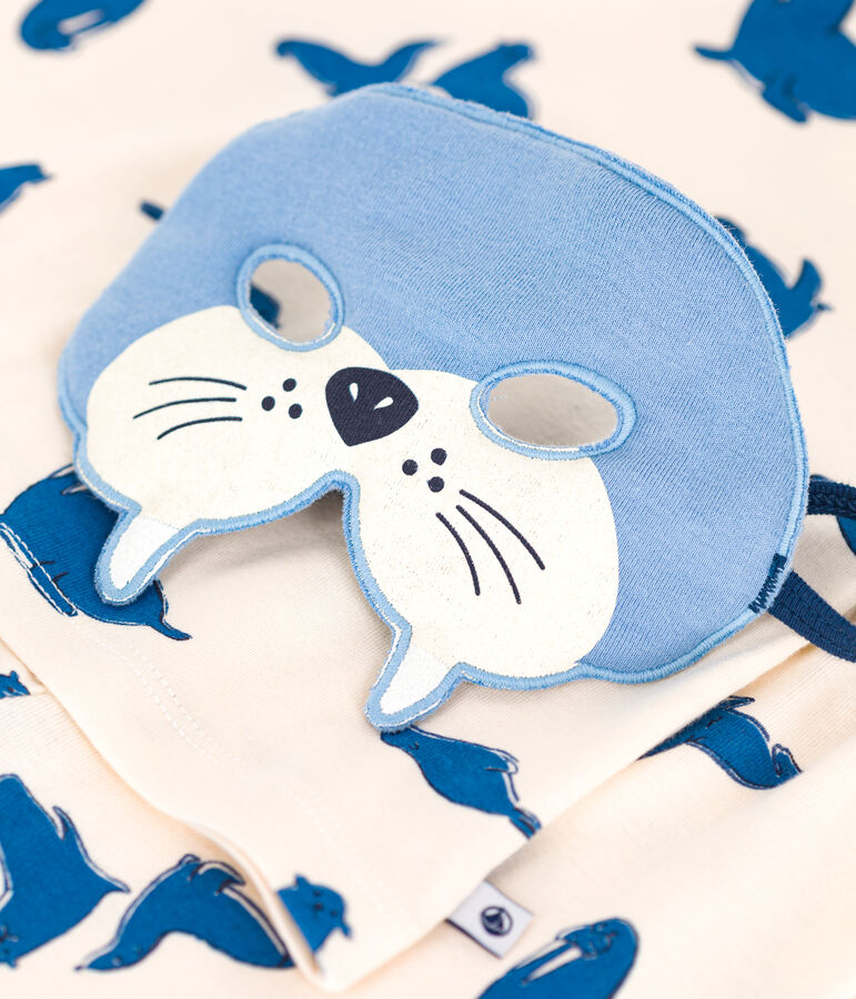 Katoenen verkleedpyjama met walrusjesprint voor kinderen ecru/multicouleur