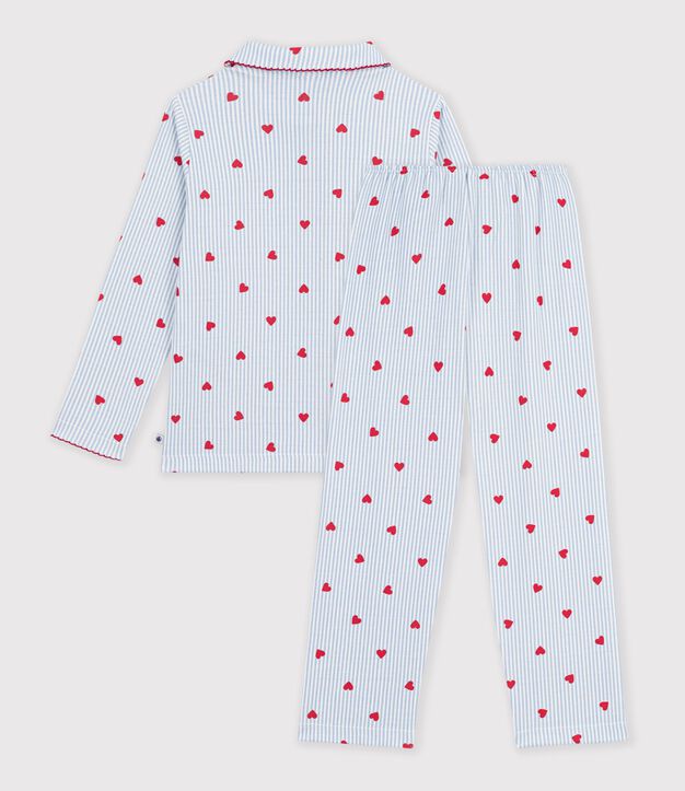 Pyjama boutonn&eacute; enfant en coton &agrave; c&oelig;urs blanc/multicouleur