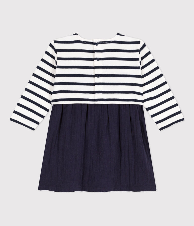 Robe manches longues b&eacute;b&eacute; bimati&egrave;re bleu/blanc