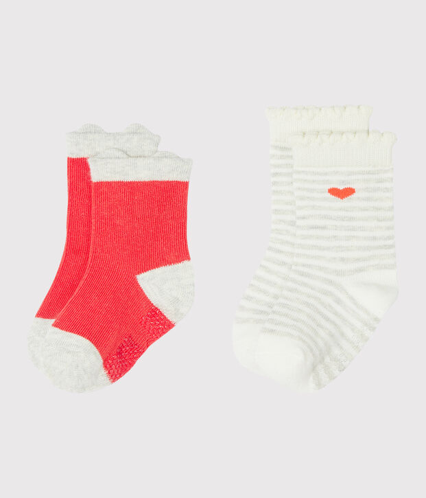 Set van 2 paar babymeisjessokken rood