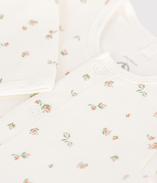 Katoenen bodypyjama zonder voetjes wit/multicouleur