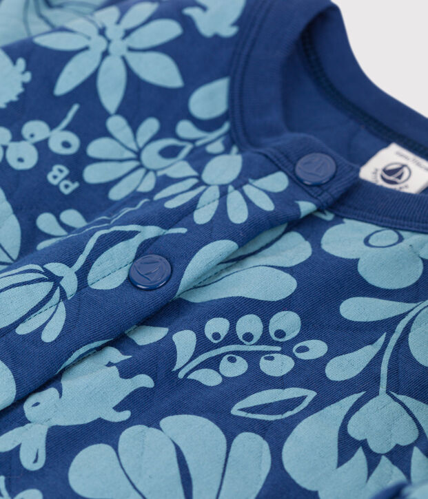 Cardigan imprim&eacute; en tubique matelass&eacute; enfant fille bleu/bleu