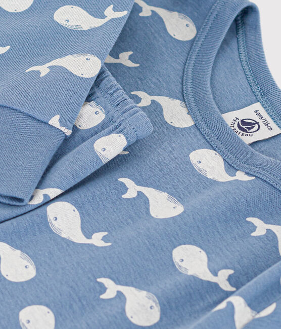 Katoenen pyjama met walvisprint voor kinderen blauw BEACH/ MARSHMALLOW