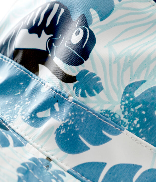 Vissershoedje met print in lakstof voor babyjongens wit/multicouleur