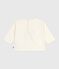 Katoenen T-shirt met lange mouwen en katmotiefje voor baby's ecru MILK