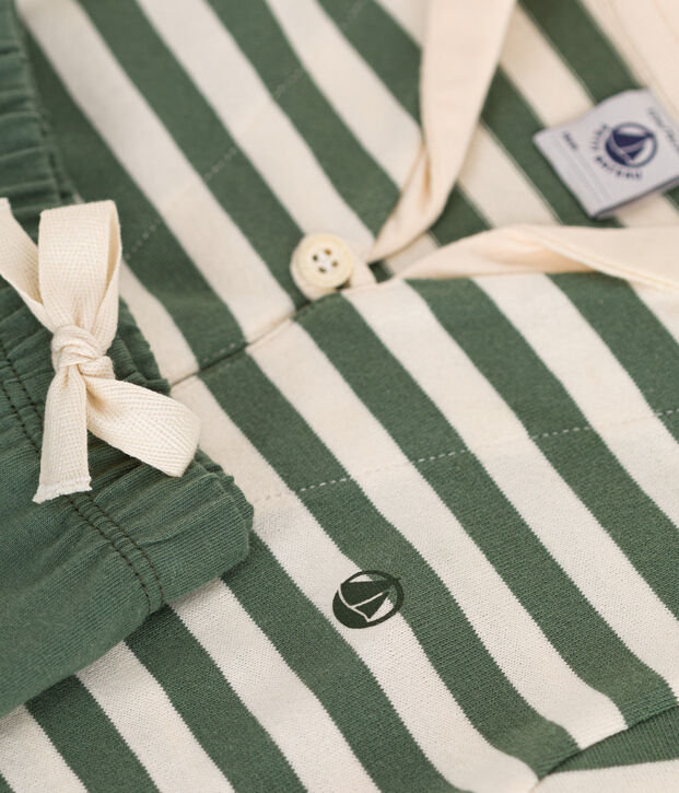 Ensemble tee-shirt et short en jersey b&eacute;b&eacute; vert/&eacute;cru