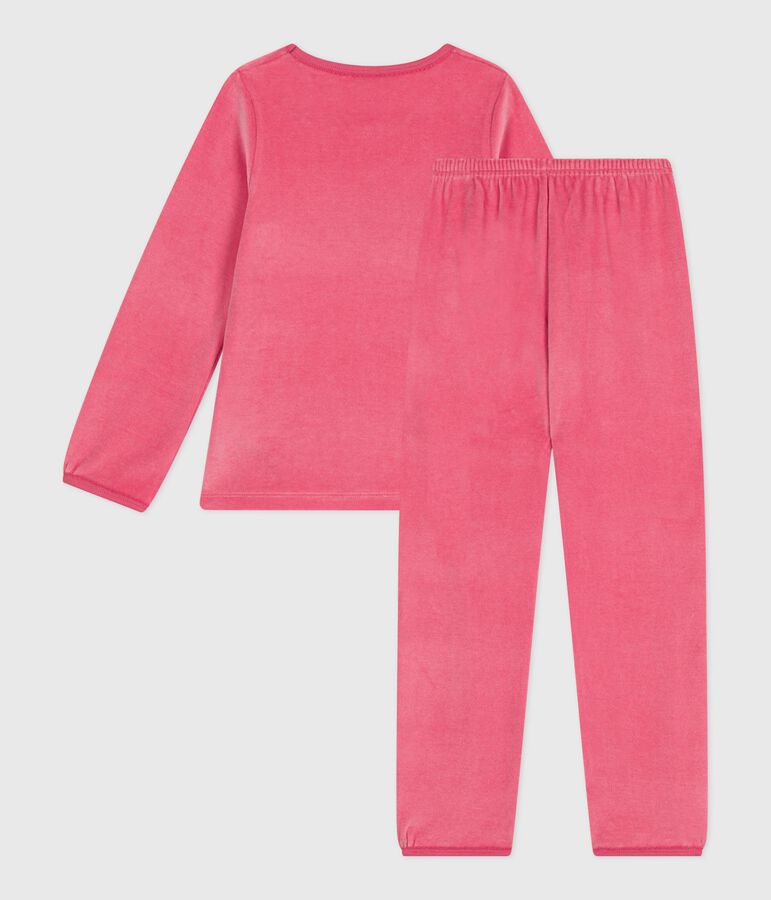 Pyjama enfant en velours rose PEONIA