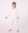 Pyjama enfant en velours imprimé cœurs blanc MARSHMALLOW/blanc MULTICO