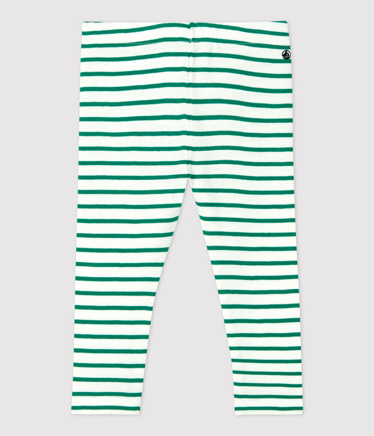 Legging en coton b&eacute;b&eacute;. blanc/vert