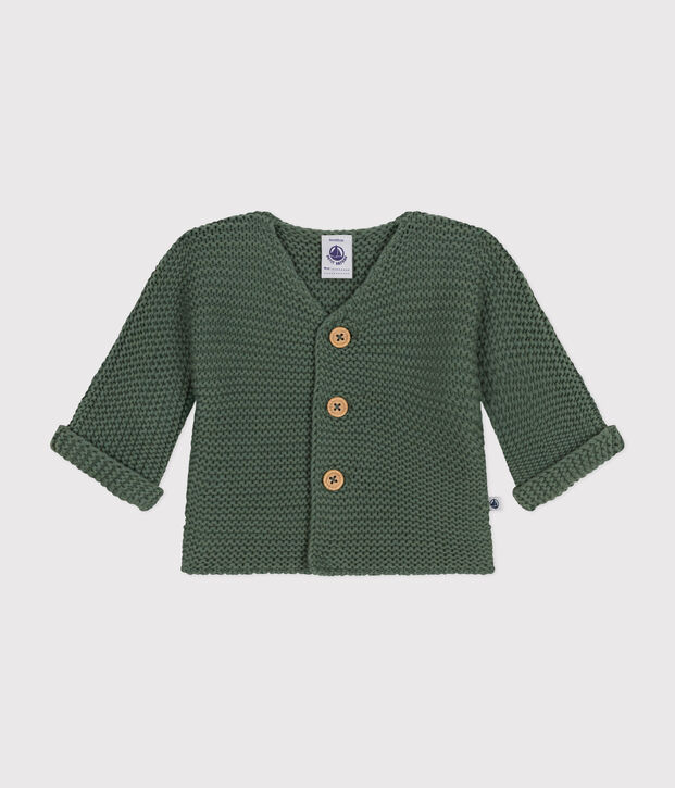 Cardigan en tricot point mousse b&eacute;b&eacute; vert