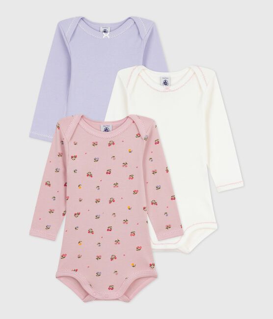 Lot de bodies manches longues en coton imprimé fleuri bébé variante 1