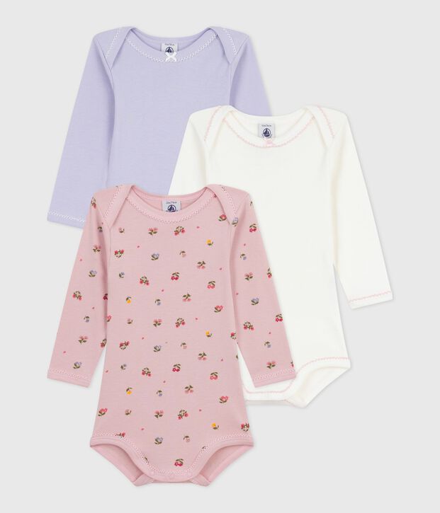 Set van katoenen body's met lange mouwen en bloemenprint multicouleur