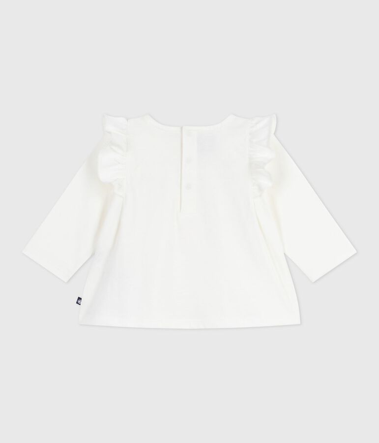 Blouse b&eacute;b&eacute; en coton manches longues, uni blanc