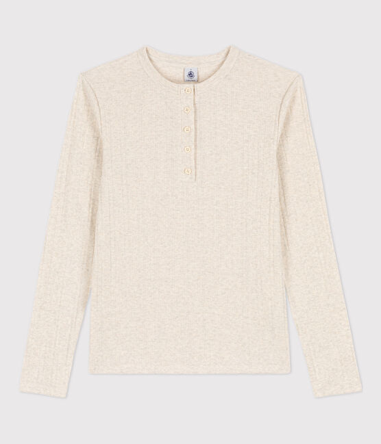 T-shirt met tuniekhals voor dames beige MONTELIMAR CHINE