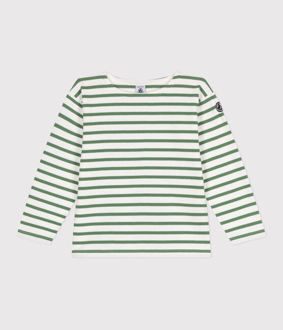 Uniseks katoenen marineshirt met lange mouwen voor kinderen groen MARSHMALLOW/ PALMERAIE