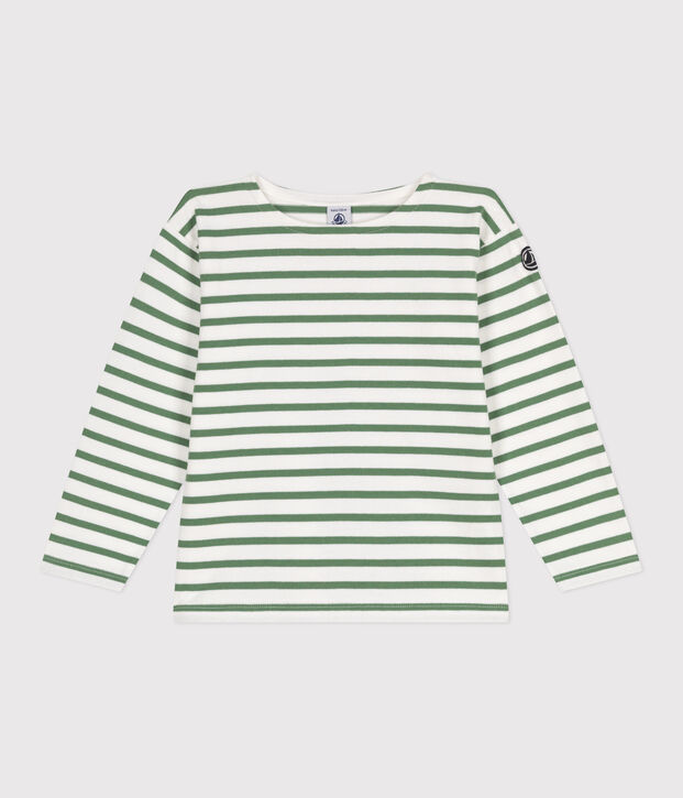 Uniseks katoenen marineshirt met lange mouwen voor kinderen groen/groen
