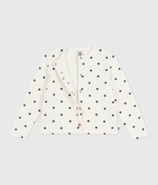 Cardigan enfant en coton imprimé pois bleu MILK/ SOIR