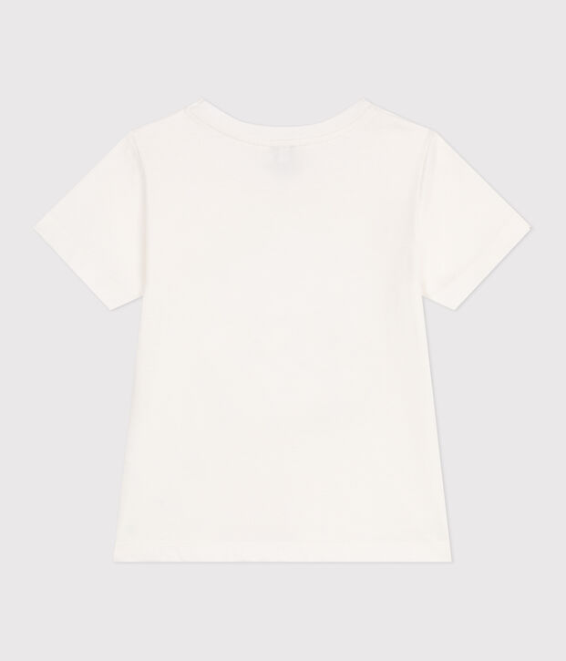 Tee-shirt enfant mixte en coton manches courtes imprim&eacute; blanc