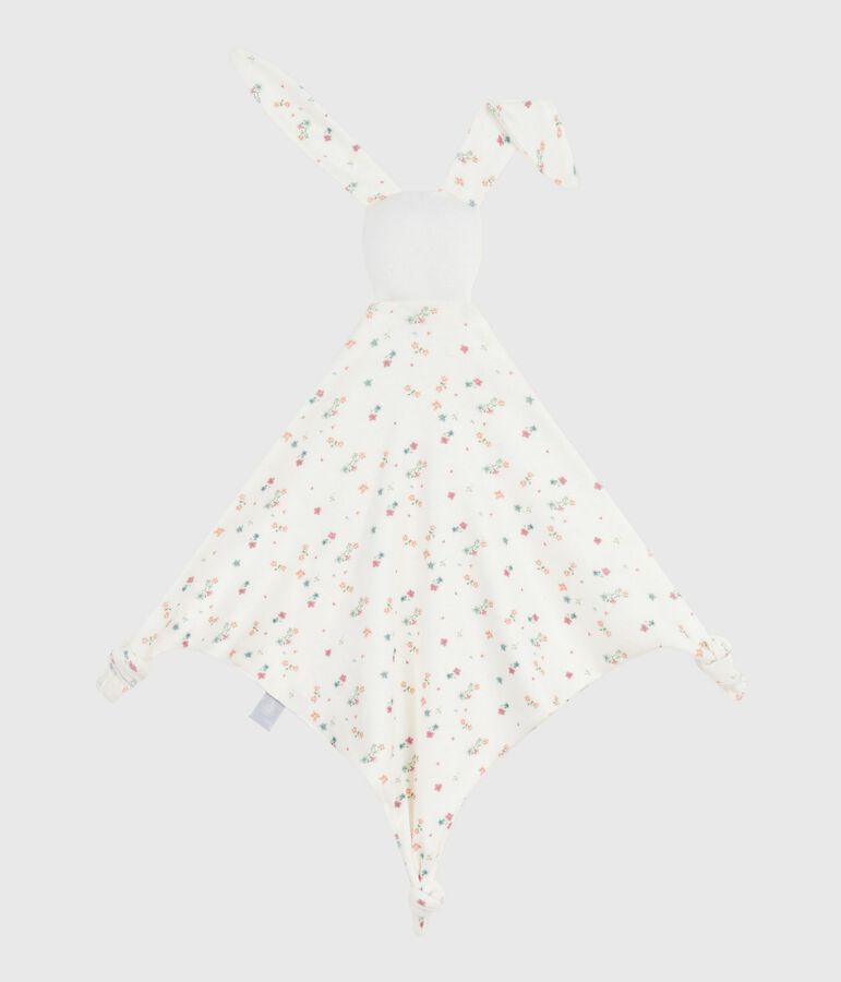 Doudou b&eacute;b&eacute; en coton imprim&eacute; fleuri blanc/multicouleur