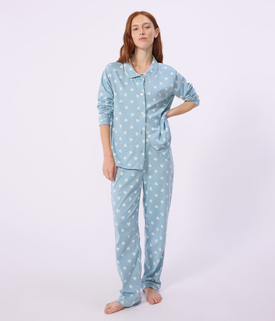Pyjama boutonné femme en coton imprimé MIMI/ ECUME