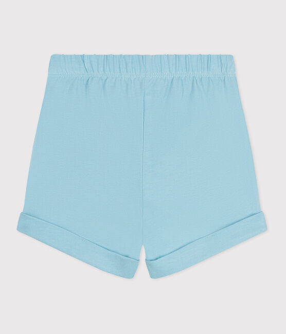 Effen katoenen short voor baby's blauw AQUATIC
