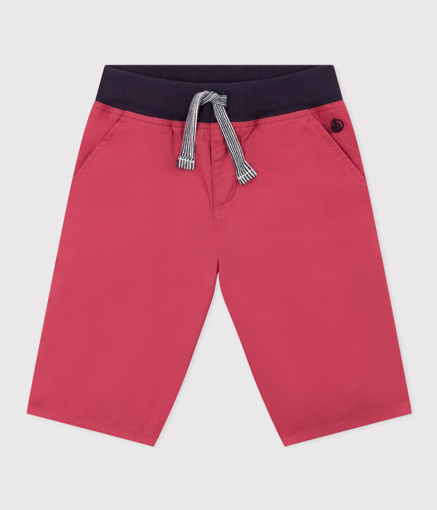 Jongensbermuda met kepering in katoen roze