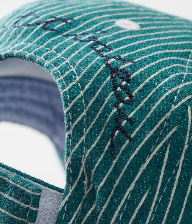Casquette en maille ray&eacute;e b&eacute;b&eacute; gar&ccedil;on vert/blanc