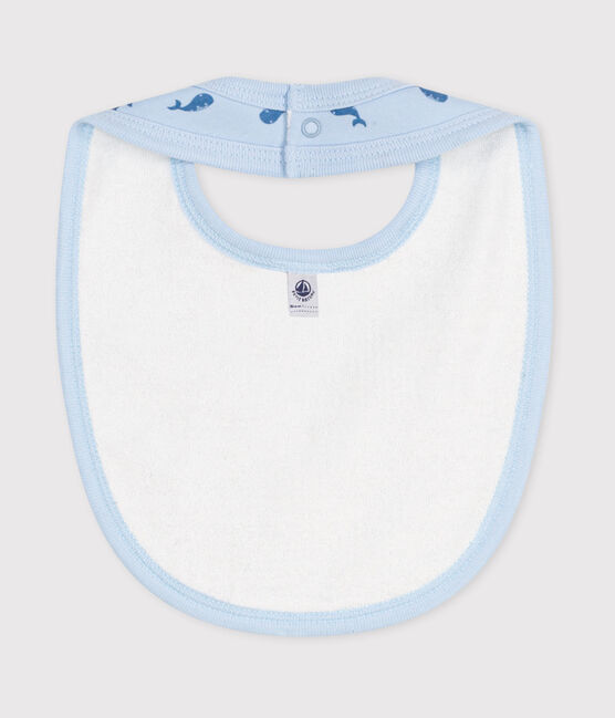 Bavoir naissance en coton imprimé bleu TOUDOU/ ALASKA