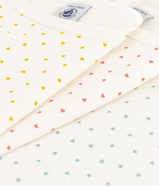 Lot de 3 chemises à bretelles petits coeurs en coton petite fille variante 1
