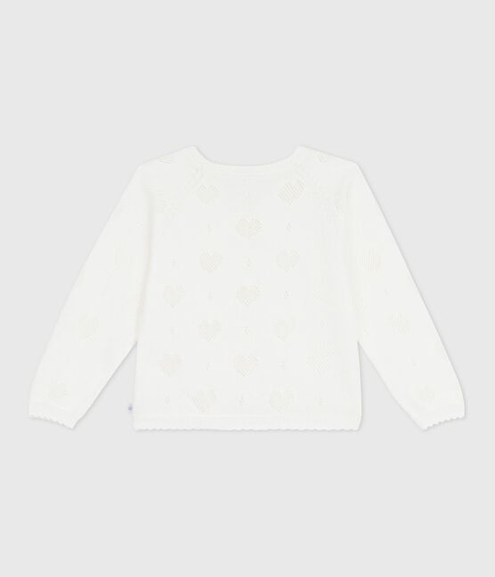 Cardigan enfant en coton uni blanc MARSHMALLOW