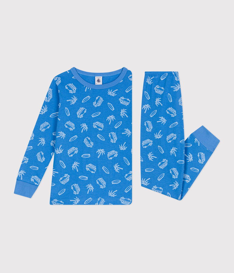 Pyjama enfant en coton manches longues imprim&eacute; vans bleu/blanc